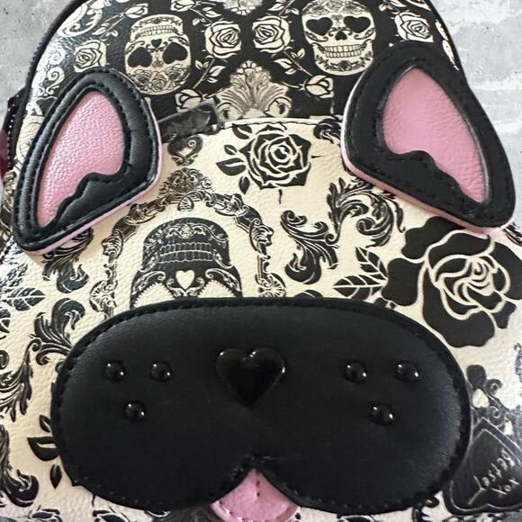 Betsey Johnson Black and Pink French Bulldog Backpack Women\'s NWT Crossbody main image 7